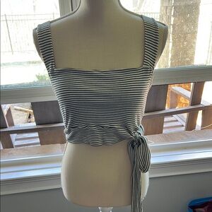 Striped Sleeveless Tie-Front Top